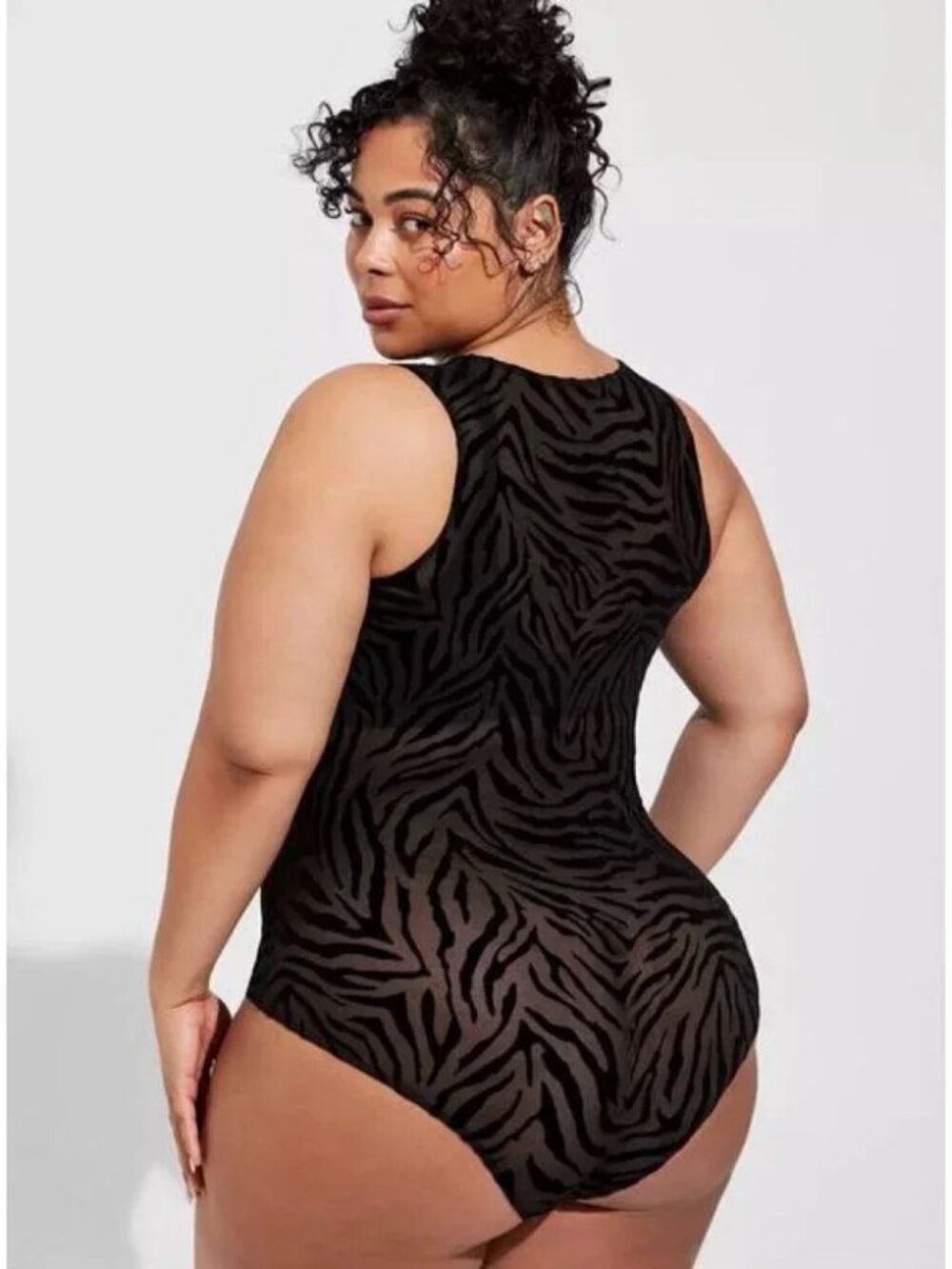 Torrid Flocked Mesh Zebra Bodysuit - Picture 11 of 11